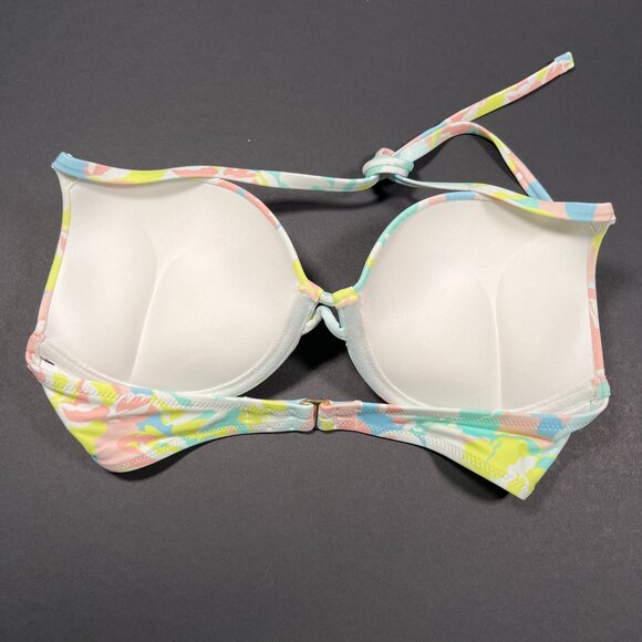 Victoria Secret 32C S Bombshell Push Up Bikini Brazilian Set Blue Pink Pastel - Picture 9 of 11